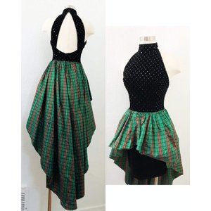 Vintage Jessica McClintock Tartan Plaid Christmas Holiday Party Dress  6